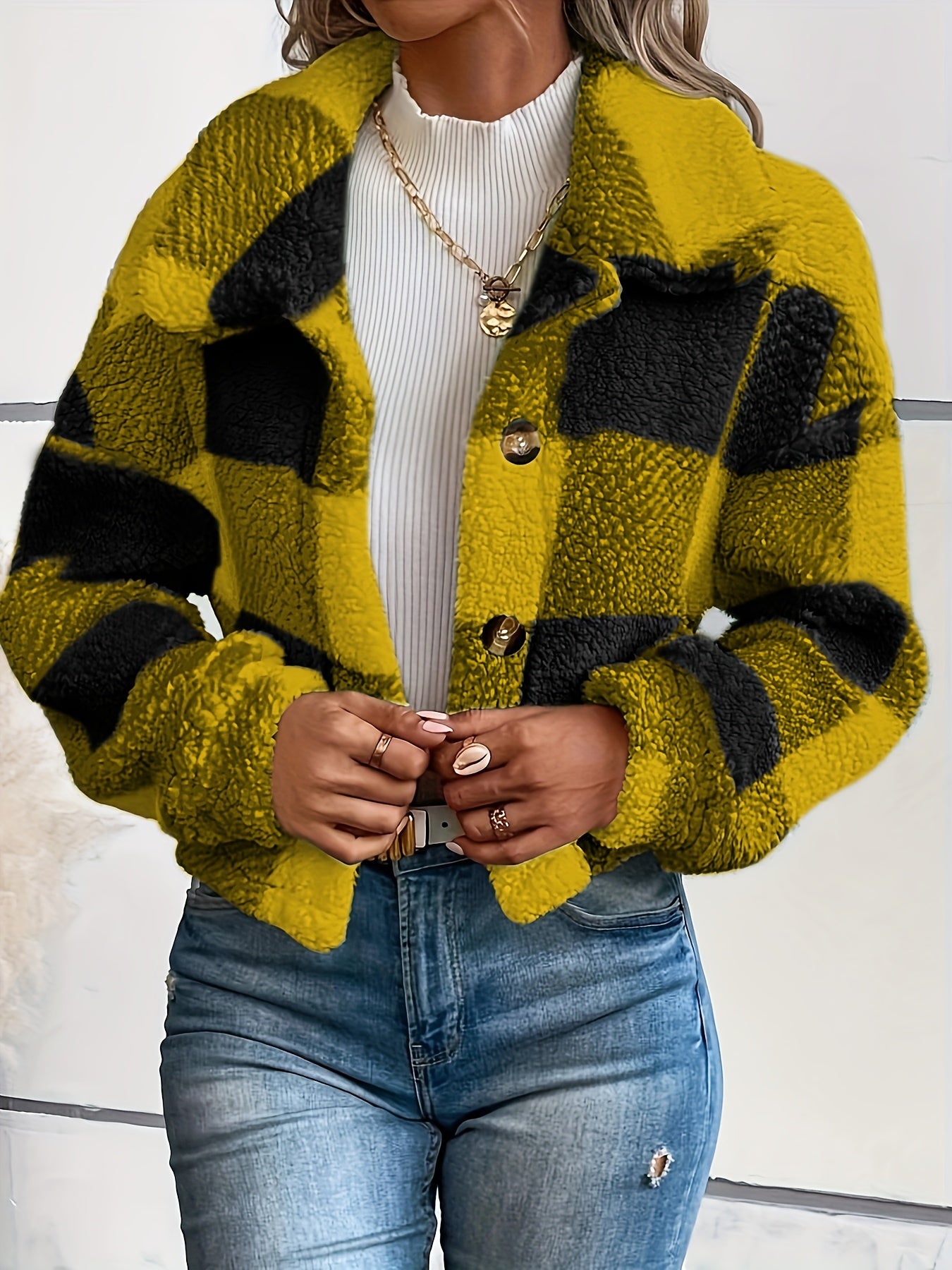 Trendy Geruite Teddy Jas