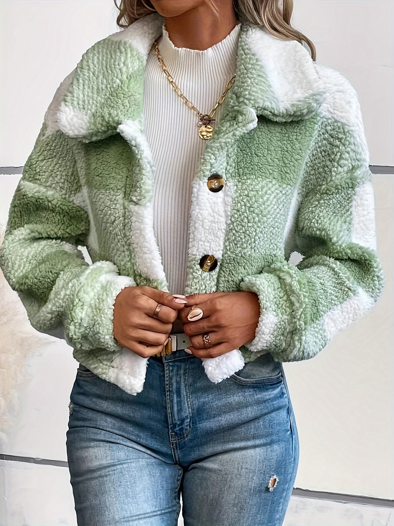 Trendy Geruite Teddy Jas