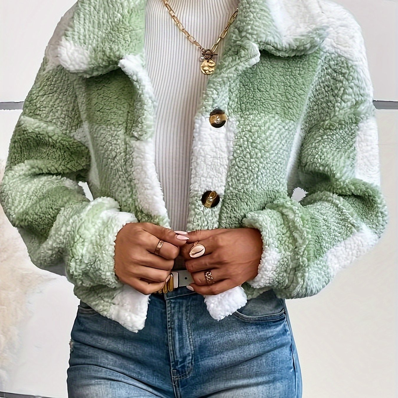 Trendy Geruite Teddy Jas